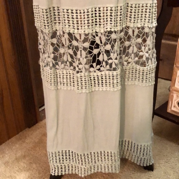 Crochet Grecian Goddess Soft Mint Maxi Dress - Picture 4 of 5